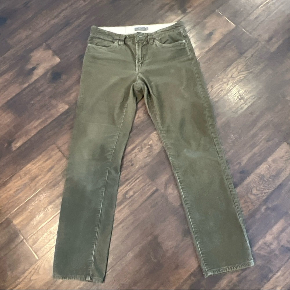 VTG LL Bean Signature Slim Straight Corduroy Pants Green SZ 30/30